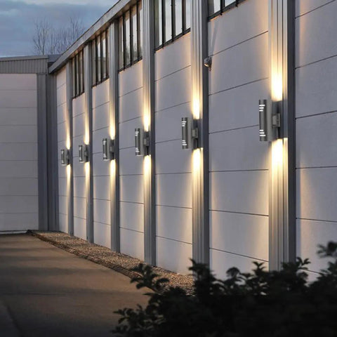 2 Pack Outdoor Wall Sconce Lights With Up And Down LED Cylinder Design, 304 Stainless Steel Waterproof Exterior Porch Lighting