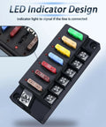 12V Six Circuit Waterproof Marine Fuse Panel With LED Indicator Damp Proof Cover And ATO Blade Fuse Block for vehicles