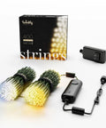 Smart LED String Lights 400 LEDs for Indoor and Outdoor Use, 105ft Long, Warm to Cool White, package with accessories displayed