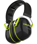 Adjustable Over-The-Head Hearing Protection Earmuffs With 26 dB NRR for loud job site work, featuring cushioned headband and black finish.