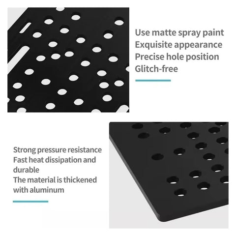 Groove Frame Connection Plate Kit For 3D Printers 20 To 80mm Wide Frames With Six Wheels Black Aluminum solid plate with mounting holes