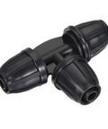 Black 3 Way Barbed Tee Drip Irrigation Fitting for 8mm ID and 11mm OD Tubing, No Fuss Garden Sprinkler System Connectors