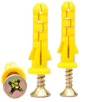 Beefed Up Self Tapping Screw Kit With Stainless Steel Wall Anchors For Drywall, 200 Pcs Cross Tip Screws, yellow wall anchors and screw