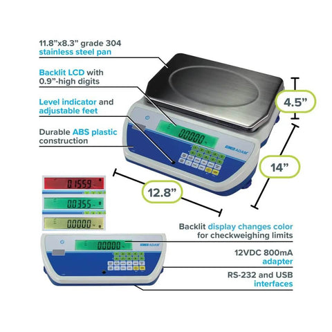 Cruiser CKT Bench Checkweighing Scale 70lb 32kg Capacity With Readability 0.002lb 1g Pro Grade Lab Scale, features labeled
