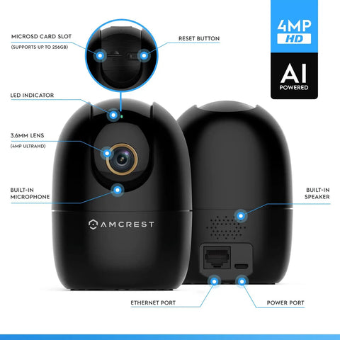 4MP WiFi Indoor Camera With Pan Tilt Zoom, Pet And Baby Monitor, Human And Pet Detection, Auto Tracking, 2 Way Audio details