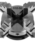 Top Shelf 4 Jaw Reversible Self Centering Lathe Chuck With M14 Thread Mount And 50mm Jaw Capacity close-up view of jaws