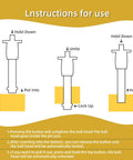 Diagram showing instructions for Two Pack Triangular Cap Ball Locking Pins with Button Handle for Quick Release operation.