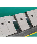 Close-up of 16 interchangeable fingers on 48 Inch Pan And Box Brake for 16 Gauge Sheet Metal, Heavy Duty Bench Type, precise bending tool