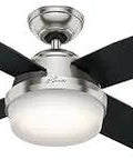 Dope 44 Inch Indoor Ceiling Fan With LED Light And Remote Control For Quiet Living Room Bedroom Or Kitchen Modern Brushed Nickel With 4 Blades And Standard Mount