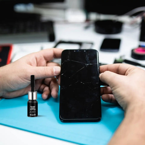 Glass Repair Liquid For Cracks 5ml Quick Universal Agent for smartphone screen repair, bottle with DIY application brush shown