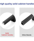 Comparison of solid black cabinet handles versus other brands, featuring Matte Black Cabinet Pulls 5 Inch 128mm Hole Centers