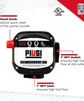 Front view of 3 Digit Mechanical Fuel Flow Meter With 90 Degree Inlet Outlet, 1 Inch NPT, 7 Digit Totalizer And 3 Digit Readout