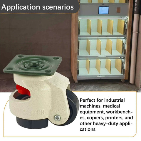 Four Pack 1.5 Inch Leveling Casters With Top Plate And Retractable Pad For Workbenches Heavy Furniture And Machinery Equipment, 360 Degree Swivel Durable Wheels For Easy Moves And Precise Positioning