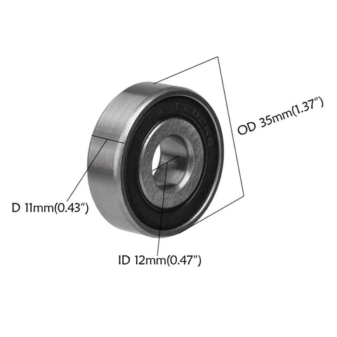 Close-up of 4 Pack 6202 RS Ball Bearings With Front And Rear Spacers And Sleeves For Converting 15mm To 12mm Dirt Pit Bike Wheel Axles