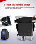 Heavy Duty 16 AWG Wiring Harness Kit With 2 Leads For Sasquatch LED Lights, 12V 5 Pin Rocker Switch close-up view