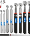 Eight Pack Telescoping Magnetic Pickup Tools With 1.5, 3, 10, And 15 Lb Capacity, shown in stainless steel and black handle