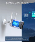 Wireless Outdoor Security Camera With Rechargeable Battery And Solar Power AI Smart Detection IP66 Weatherproof 1080P Night Vision