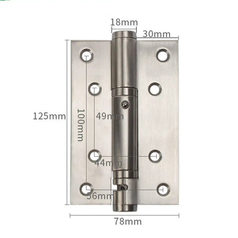 Heavy Duty Automatic Self Closing Spring Door Hinges Stainless Steel Red Finish Built Tough For Hallways Apartments Entrances And Stairways Quiet Smooth Durable High Traffic Hardware with measurements shown