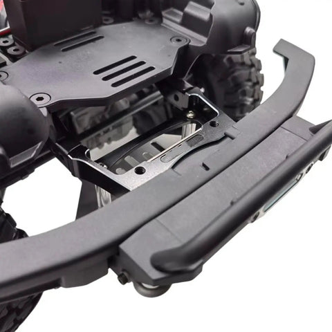Aluminum Front Bumper Mount For TRX4 1To10 RC Crawler Bronco Style Upgrade, black aluminum front chassis mount close-up