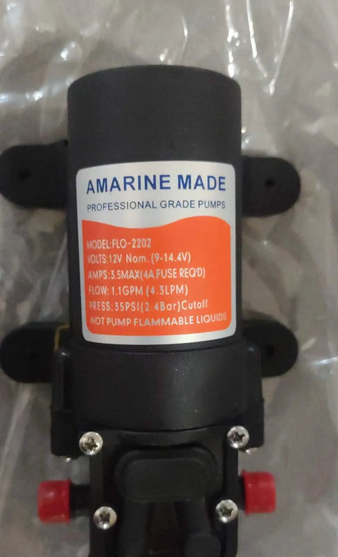 12V Water Pressure Diaphragm Pump Self Priming For RV Boat Caravan Marine Use 4.3 Liters Per Minute 1.1 GPM 35 PSI