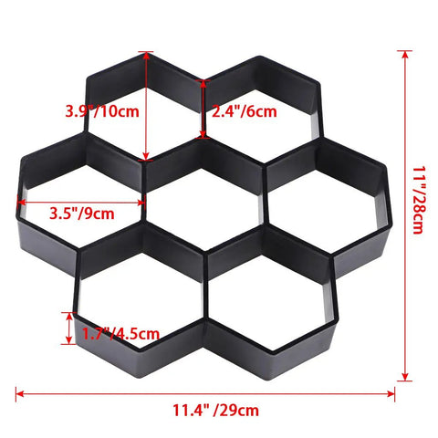 Hexagon Concrete Path Mold For DIY Walkways Reusable 11.4 By 11 By 1.7 Inch ABS Paver Mold for garden patio lawn walkway