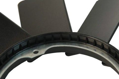 Durable Cooling Fan Blade Replacement Straight Bolt On Install view highlighting blade edges and central hub for engine cooling.