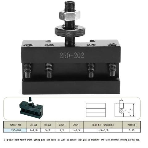 Lathe Tool Holder For Aluminum Alloy Turning Tool Holder One Quarter To Five Eighths Inch Range Pro Precision Easy Install Turning Machines And Workshop Use Rugged Construction For Stable Clamping And Easy Mounting In Busy Shops Or Home Workshops., black 250-202 lathe tool holder with 1/4-5/8 in tool range