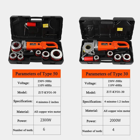 No Sweat 2300W Portable Electric Pipe Threading Machine With All Copper Motor and six built tough die heads in case.