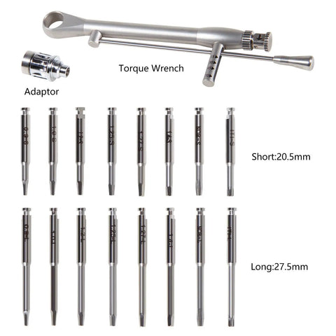 Universal Dental Electric Implant Torque Wrench Kit Adjustable Ratchet 0 To 70 Ncm Stainless Steel Prosthetic Driver Set With 16 Bits For Secure Precision Screw Repair Tool High Quality Grip