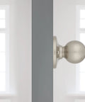 Dummy Door Knob For Closet Doors And Pantry, No Lock No Fuss Non Turning Interior Push Pull, Satin Nickel Finish With Microban Protection on door