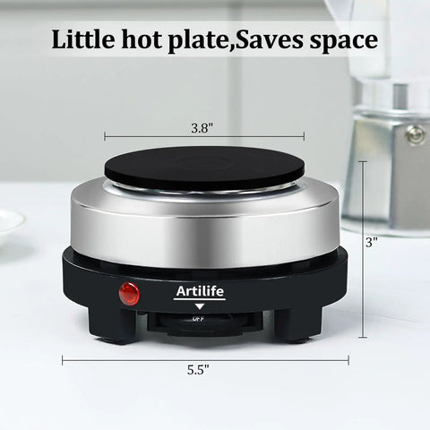 500W Mini Electric Hot Plate For Coffee Nerds Moka Pot Friendly 110V Compact RV Camping Stove with dimensions