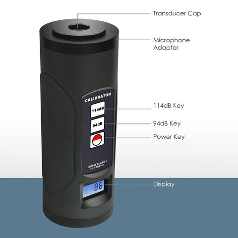 Easy Use Sound Level Calibrator For One Inch And One Half Inch Mics With LCD Display, 94 dB And 114 dB Digital Calibrator close-up