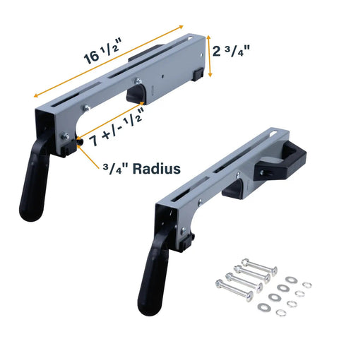 Set Of Two Miter Saw Stand Mounting Brackets For MT4000 Stand OEM Replacement Tool Mounts with dimensions and hardware