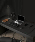 Oversized Gaming Mouse Pad Desk Mat 47.2 By 23.6 Inches on desk with laptop, keyboard, and accessories, showing non-slip surface.