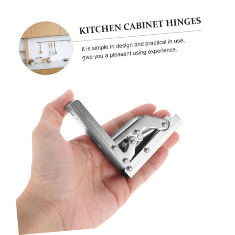 Close-up of HAKIDZEL folding cabinet hinge bracket, silver metal hidden hinge for cabinets, 2-pack