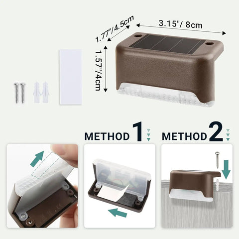 Heavy Duty Solar Deck Lights Outdoor 16 Pack Waterproof LED Step Lights For Stairs Fence Steps And Patio Railings installation methods and measurements
