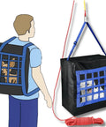 Illustration of Beefy Pet Fire Rescue Bag For Dogs And Cats Up To 90 Pounds Emergency Evacuation Kit Backpack and fire carrier with 50ft rope.