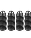 Top Shelf Heavy Duty 10 Pack M25 Carbon Steel Hex Socket Spring Loaded Ball Plunger Screws arranged in a row.