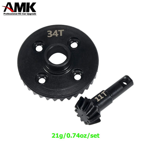 Beefed Up Bevel Gear Overdrive And Underdrive Axle Set For One Tenth RC Crawlers, CNC Machined Steel, 34T and 11T gears