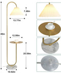 Modern Elegant Floor Lamp With Tray Shelf For Office Cafe Den Living Room Or Bedroom, Brass Gold Finish, Foot Switch