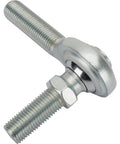 Badass 3/8 Inch Left Hand Male Steel Heim Rod Ends With Hex Stud PTFE Lined Zinc Plated Heavy Duty Rod End showcasing a smooth pivot joint.