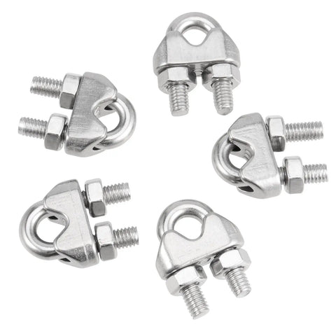 Beefy 60 Piece M6 One Quarter Inch Wire Rope Accessory Kit With 20 Stainless Steel Cable Clamps detailed view