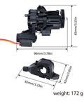 Dual Speed RC Gearbox With Servo And Internal Gears For 1 To 10 RC Crawler Upgrade Parts TRX4 TRX6, dimensions and weight display