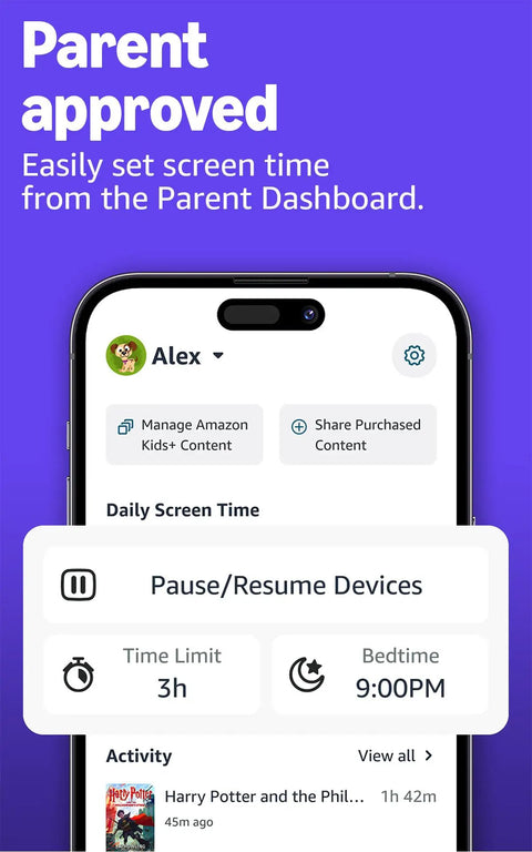 Parent dashboard for Dope Yet Durable Kids Tablet With A Snappy Eight Inch HD Display 64 GB Memory shows screen time settings.