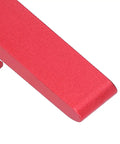 Close-up of Must-Have Adjustable T-Track Hold Down Clamp For Your Workbench Shop Gear in red aluminum alloy finish.