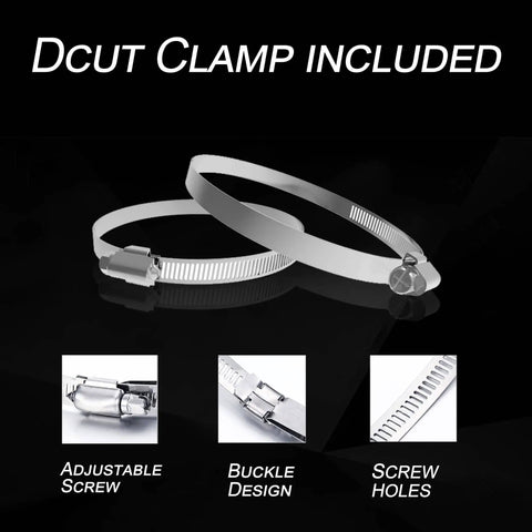Dcut clamps included with Beefy 4 Inch Dryer Vent Hose For Tight Spaces, Flexible 5 Ft Aluminum Foil Ducting, Heavy Duty 6 Ply Build