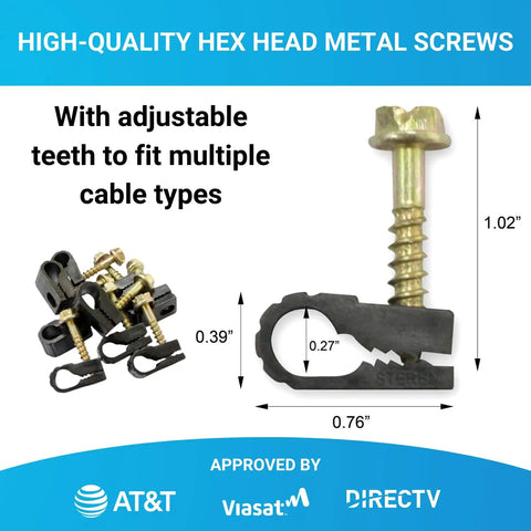 Coaxial Cable Clips And Wire Organizer Clips For Desk TV Mounts Siding And Cord Management Durable Black Cable Clamps Pack Of 100