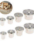Eight Piece Dowel Center Pin Set for Woodworking with 6mm 8mm 10mm and 12mm hollow drill bit markers, chrome plated steel