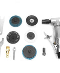 Tough As Nails 90 Degree Pneumatic Die Grinder Cranked Up To 20000 RPM kit with discs and wrenches for metal polishing.
