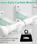 Heavy Duty White Curtain Rod Brackets Set Of 4 For One Inch Drapery Rods with weight support demonstration